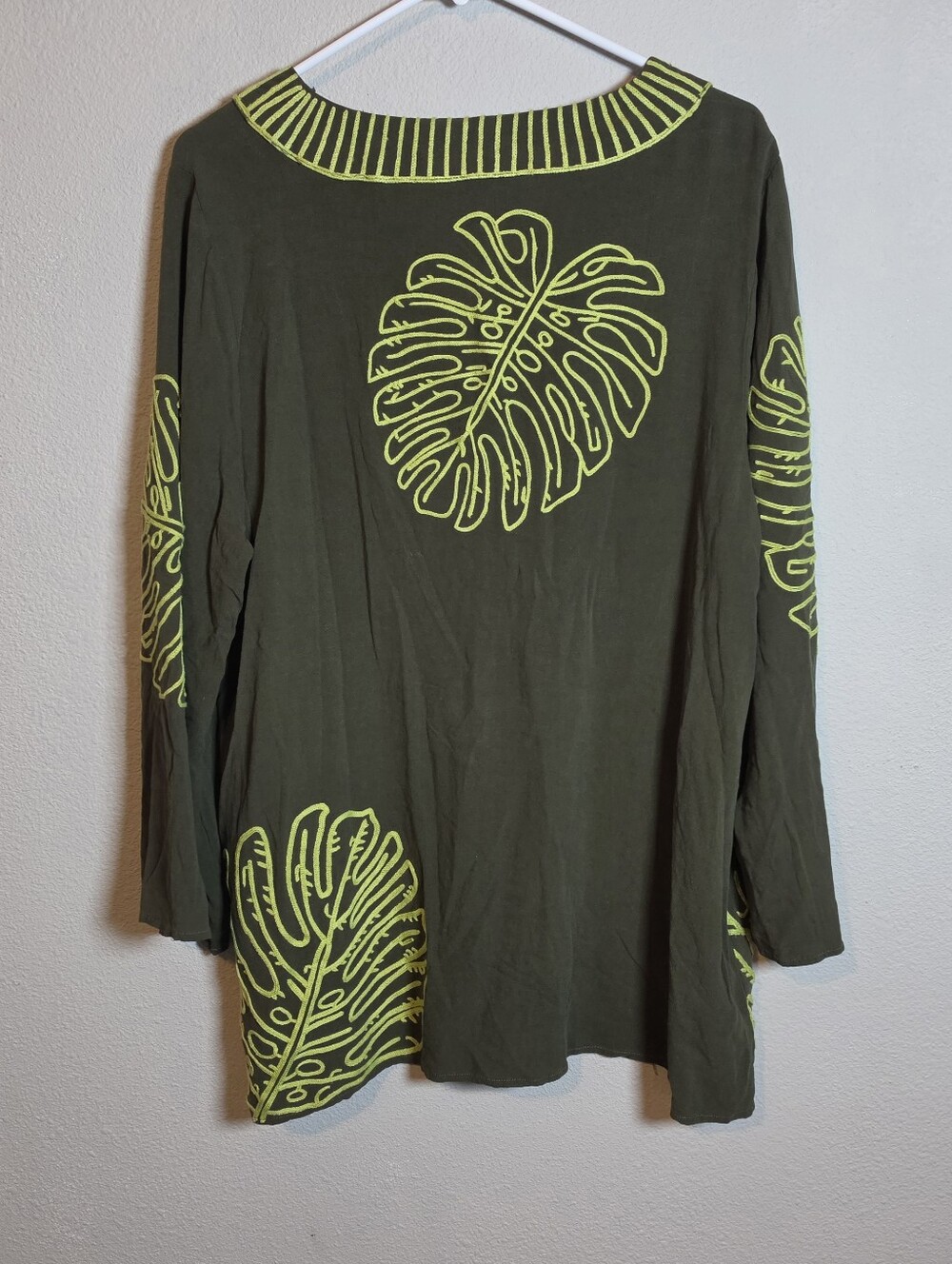 Anthropologie Celandine Linen Blend Palm Leaf Mini Kaftan Dress Size XS/S Boho - Picture 6 of 9